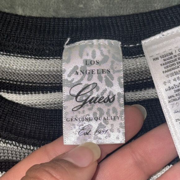 Guess Sweater Dress Kids 3T Black White Striped Crew Neck Long Sleeve Pullover - Picture 5 of 8